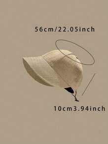 女士超大帽檐渔夫帽，时尚百搭宽檐休闲遮阳帽，适合户外旅行，个性波西米亚复古街头优雅涤纶防紫外线帽，春夏款（硬挺版型，无弹性），尺码：56-58厘米/22.05-22.83英寸