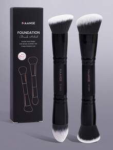 MAANGE 1/2/3件套专业面部彩妆套装，带纸盒，包含遮瑕刷、双头散粉刷、修容刷、粉底刷和腮红刷，化妆工具采用柔软纤维材质，方便携带，适合旅行，是送给女性和女孩的理想礼物。套装包含各种化妆刷，是完整的化妆套装，也是赠品。 - 黑色 - 查看 13