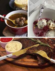 ANDROMEDA INC Juego de Cubierto Acabado Tipo Marmol Acero Inoxidable 16 Piezas - Dorado - Ver 7