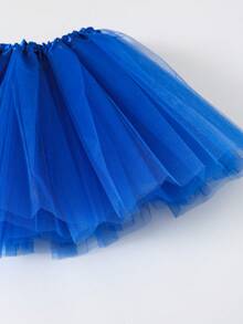 Váy tutu vải tuyn trơn màu cho bé gái, phong cách giản dị, đa năng, thích hợp biểu diễn trên sân khấu - Xanh đậm - Xem 5