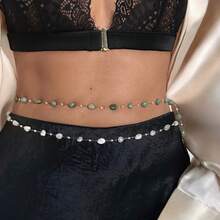 Dây chuyền eo dài bằng thép không gỉ chống thấm nước 68+15cm hợp thời trang Bohomia Rhinestone cho bụng nữ mùa hè gợi cảm đi biển Bikini Quà tặng trang sức cơ thể - Dây thắt lưng - Xem 13