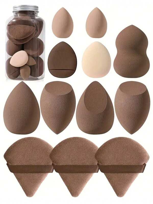 12 قطعة مجموعة أدوات مكياج تشمل 5 بيض تجميل + 4 وسادات بودرة مكياج + 2 بيض تجميل صغير + 2 زجاجة وسادة بودرة الأصابع، مكياج، رخيص، ديكور الغرفة، مكياج، سفر، غرفة النوم، اكسسوارات مكياج، وسادة، ممزج مكياج، وسادة بودرة، إسفنجة مكياج