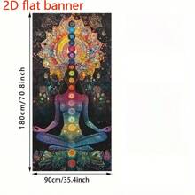 1 pieza Cortina de puerta bohemia de poliéster colorida de meditación de chakra, multiusos, adecuada para vacaciones, Pascua, todo propósito, sin electricidad requerida, pancarta 2D de primavera/verano, se adapta a la decoración de cualquier habitación