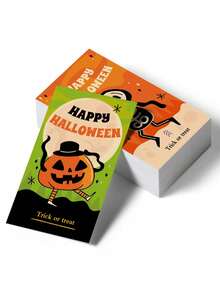 Cute & Festive Halloween Mini Card Set – 50-Piece With Ghost House & Pumpkin Themed Patterns, Ideal For Kids, Families & Party Hosts, Perfect For Halloween Party Favors, Trick-Or-Treat Notes, Party Supplies & Home Decor