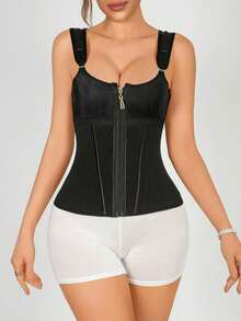 Waist Trainer For Women Workout Corset Waist Cincher Shapewear Tummy Control Vest Body Shaper Invisible Girdle - Black - View 2