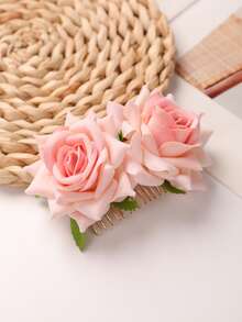 2个/1个玫瑰花发夹，女士玫瑰花发饰，婚礼发夹，弗拉明戈舞者（红色），梳子，侧梳，学生用品，头部饰品