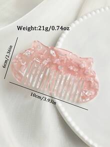 1 件个性化优雅发叉 - 复古醋酸纤维设计，珍珠纹理定制名字发梳 - 女士独特发饰，宽齿发梳，完美的生日/伴娘/新娘/母亲节礼物 - 粉色 - 查看 3