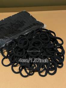 100根黑色螺旋发圈，高弹力发带，百搭休闲风，女士发饰，适合扎马尾辫和编发。适合日常休闲和户外佩戴，四季皆宜，也是学习用品和女士配饰。发绳头饰橡皮筋 - 黑色 - 查看 4