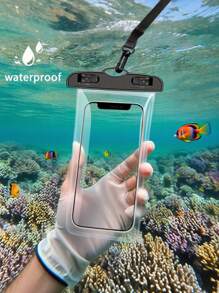 1个透明防水手机壳，PVC透明潜水防水手机壳，游泳外带颈挂式手机壳，触屏挂绳手机壳，透明手机壳，防水袋，户外运动游泳潜水摄影手机壳，手机防水袋，沙滩手机壳，夏季户外水上运动划船浮潜皮划艇沙滩游泳水上乐园