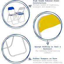 Padded Folding Chair - Easy Store Metal Frame Foldable Desk Chair For Office, Dining, Kitchen - Blue - View 4