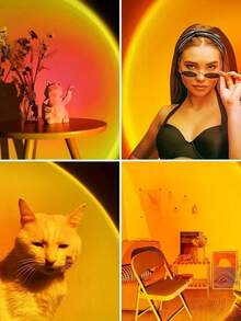 16 Colors RGB Sunset Projection Lamp | Remote Control Stage Projection Light, USB Powered | Smart Dimming & Color Adjustment | Romantic Sunset Desktop Lamp | LED Ambient Lighting For Party, Wedding, Photography And Home Decor | Perfect Gift