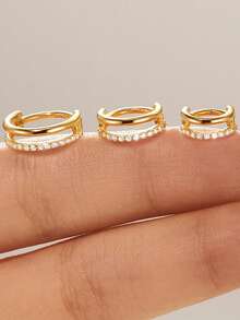 1 件装 S925 纯银简约双层亮面肚脐环，双排镶钻肚脐环，身体穿孔肚脐耳钉 - 肚臍環 - 查看 4