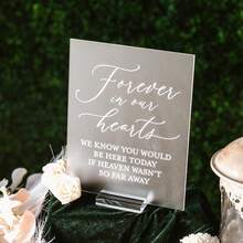 1 件“深切缅怀”亚克力牌匾，纪念那些永远活在我们心中的人，现代透明玻璃质感亚克力纪念牌匾，适用于婚礼，“永远活在我们心中的人”，亚克力婚礼纪念牌匾，“深切缅怀”婚礼牌匾，婚礼牌匾，婚礼用品，婚礼装饰，婚礼中心装饰品 - 彩色 - 查看 4