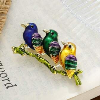 دبوس ثنائي الطيور الملون المينا الكلاسيكي المتعدد الاستخدامات، دبوس حيوان طائر الحب الأنيق للرجال والنساء على السترات