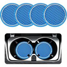 Ziciner - Juego de 4 posavasos con diseño de cristales para coche, de goma suave, antideslizante, accesorios interiores universales para coche, SUV, camión (negro y AB) - Azul claro y blanco 4pcs - Ver 8