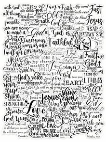 51张黑白书法PET材质基督教圣经经文贴纸 - 励志信仰贴纸，适用于圣经日记、剪贴簿和基督教礼品 - 黑色 - 查看 1