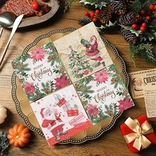 20pcs Colourful Tropical Leaf Print Napkins Santa Claus Gift Printed Napkins Christmas Birthday Party Party Holiday Party Decoration Supplies