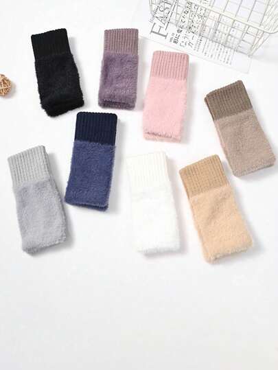 4 pares de luvas femininas de meio dedo, adequadas para o inverno, aquecedores de pulso de malha com ponta de meio dedo, aquecedores de braço, moda outono/inverno