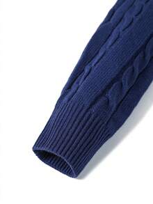 Men's Casual Solid Color Twist Flower Crew Neck Sweater, Versatile For Autumn/Winter - Royal Blue - View 6