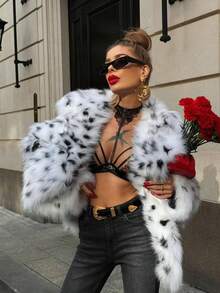 Chaqueta nueva de otoño/invierno con estampado de leopardo de piel sintética, abrigo de parka esponjoso