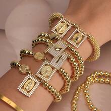1pc CZ Micro Pave Virgin Charms Bracelet Cross Pendant Bracelet Fashion Religion Jewelry Bracelet
