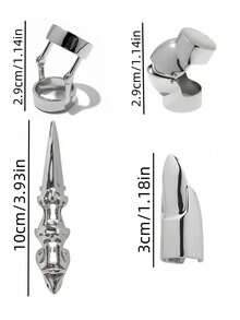 1 件朋克金属铜开口无名指指甲护甲配件，可调节尺寸，男女适用 - 彩色 - 查看 5