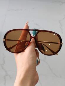 1 Cặp Kính thời trang nữ gọng kim loại kiểu phi công, Kính thời trang cỡ lớn kiểu khiên cho bãi biển, lái xe, trang trí theo phong cách Boho cho kỳ nghỉ bãi biển mùa hè, ngoài trời, du lịch - Nhiều màu - Xem 18