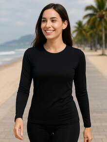 Women's Thermal Second Skin Top Compression Shirt UV Protection - Negro - Ver 1
