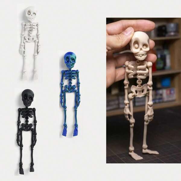 1pc Magnetic Movable Skull Refrigerator Magnet - Retro Skeleton Design With "PAIN" Bag & Fruit Accents, Durable Plastic Octagonal Magnet For Kitchen/Restaurant Decor, Funny Halloween/Christmas Gift, Lightweight Home Accessory, Humorous Design