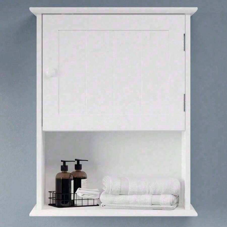 White Wall-Mounted Storage Cabinet – Wall Storage Unit, Space-Saving For Floor - trắng - Xem 1