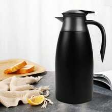 1,8 l Edelstahl-Thermoskanne, doppellagige Vakuum-Kaffeekanne, großes Öffnungsdesign, auslaufsicher und rutschfest, Ausgießen mit einer Taste/einfache Bedienung/großes Fassungsvermögen - Schwarz - Übersicht 9