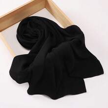 1pc Women Solid Color Crinkled Everyday Hijab, Opaque Headscarf For Dress - Multicolor - View 14