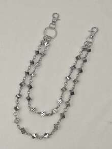 Bistrat Lucky Dice Pantaloni Lanț Retro Talie Moda Asociere Bărbați și Femei Îmbrăcăminte Versatil Accesorii de Lux Y2K Hip Hop Bijuterii - Argint - Vizualizare 12