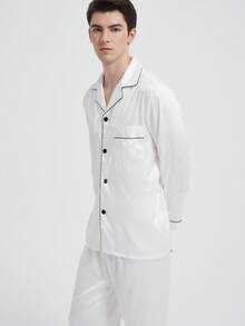 New Men's Fashion Casual Pajama Set, Winter Clothes - White - View 7