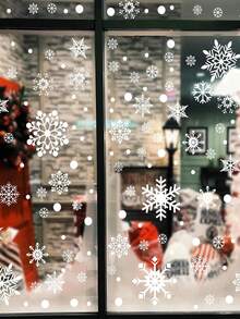 9 feuilles - Ensemble de décorations adhésives de flocons de neige de Noël, autocollants de fenêtre thème Noël blanc, autocollants de fenêtre de flocons de neige d'hiver pour fête, décorations de fenêtre de Noël, autocollants et décalcomanies de fenêtre d'hiver, décorations de Noël pour bureau et intérieur