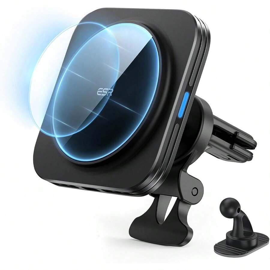 MagSafe Cargador Inalámbrico de Coche, Cargador inalámbrico magnético de 15 W, Soporte para salpicadero de ventilación para iPhone Air 17 Pro MAX 16 15 14 13 12 y Galaxy S25 - A - Ver 1
