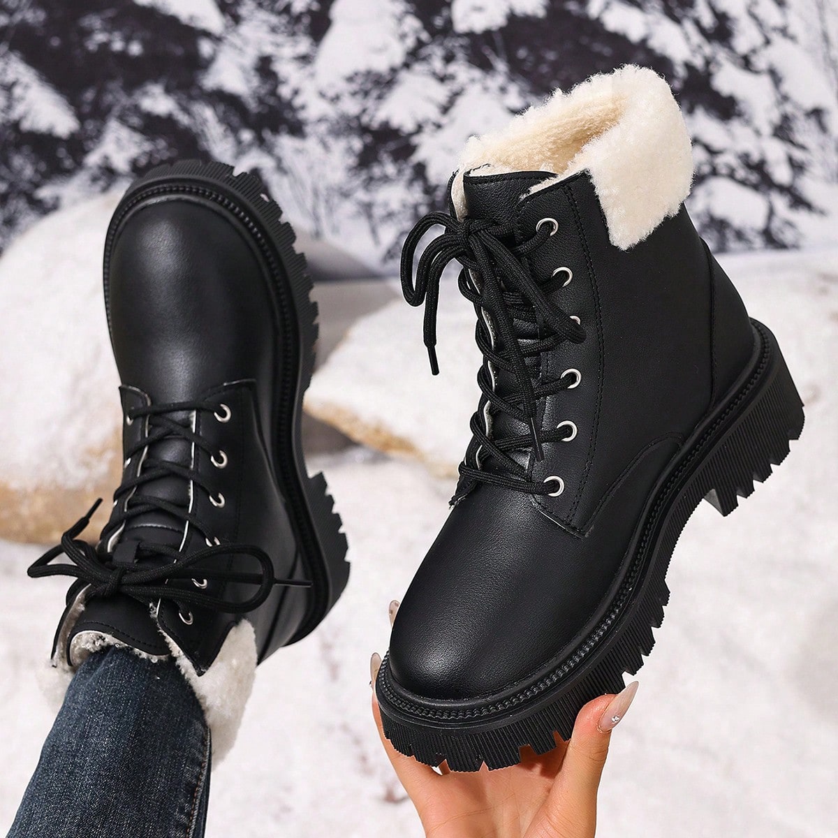 Nuevas botas de mujer para otoño/invierno, botas de tobillo casuales y versátiles de moda para mujer, botas de tobillo blancas y negras para mujer,