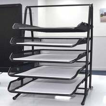 Shoze Mesh Desk Organiser 5 Tier Letter Tray Stackable Mesh File Holder Office A4 Filing Desktop Document Storage For Home Office (Black) - 5 Tiers (36x30x34cm) - View 6
