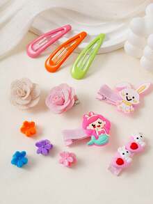 42 piezas/528 piezas Conjunto de pinzas para el cabello con lazos de colores, lazos y scrunchies de moda simples, adecuados para estudiantes, uso diario y de fiesta, regalo ideal (sin caja - bolsa de OPP)