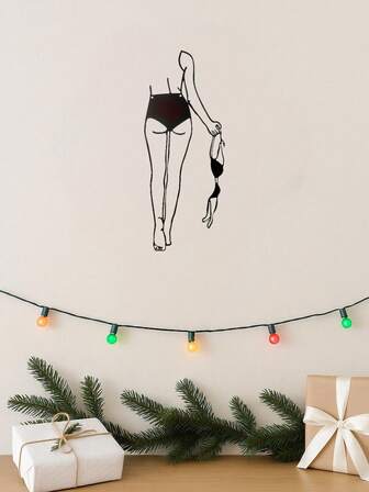 1 st abstrakt kroppskonst metallväggdekor - minimalistisk järnsilhuett för damernas badrum, modern boudoir dold dekor, spa-kvalitet underkläder inspirerad väggmålning med diskret upphängningssats, lämplig för jul, halloween, thanksgiving, alla hjärtans dag-presenter, lämplig för modern heminredning, heminredning, rumsinredning