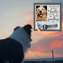 1pc Wooden Pet Memorial Photo Frame, Can Hold Collar, Pet Memorial Display Stand, Wooden Pet Photo Frame, Creative Pet Memorial Plaque (Collar Not Included)