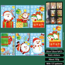 6 Peças Adesivos Estáticos Autoadesivos de Natal para Decoração de Janelas de Casa, Festa, Reunião, Papai Noel, Presente, Floco de Neve e Outros Elementos de Natal, Adequado para Decoração de Evento de Férias em Loja