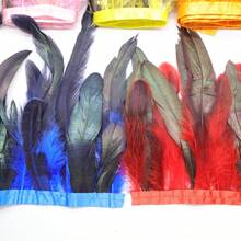 1米逼真人造公鸡羽毛饰边，13-18厘米，适用于嘉年华服装、节日头饰、派对装饰 | DIY缝纫工艺品、婚纱装饰配件 - 彩色 - 查看 7
