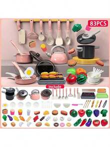 Kids Kitchen Playhouse Toy, Toys For Boys, Fruits & Vegetables, Cute Toys For Girls, Simulated Induction Cooktop, Cooking Utensils, Pressure Cooker (This Is A Miniature House Toy, Relatively Smaller Compared To Real Objects) - Multicolor - View 5