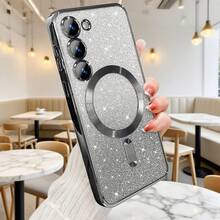 适用于 Galaxy A56 A36 A16 A26 A06 手机壳透明渐变磁吸闪亮电镀软 TPU 全摄像头镜头保护套适用于 Galaxy S21 S22 S23 S24 S25 Ultra Plus / A14 A34 A15 A55 A54 A35 S23 S24 FE 防水防震防摔防刮 - 黑色 - 查看 3