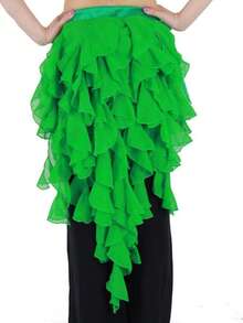 1 Piece Women S Belly Dance Hip Scarf Belt Skirt With Lace Up Tassel Hem Wave Skirt P