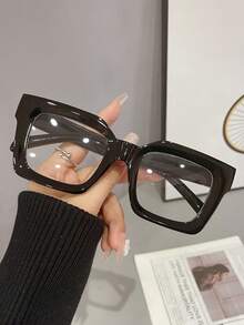 1 Stück Damen Mode Schwarze Nicht-Verschreibungsbrille, geeignet für den täglichen Gebrauch, Büro und Lesen