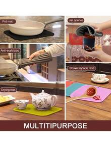 1 pieza Funda aislante de calor para rizador, Almohadilla para herramienta de peinado, Almohadilla resistente al calor para rizador para mostrador, Almohadilla resistente al calor para herramientas de peluquería, Almohadilla de silicona resistente al calor para peinado, Funda aislante de calor para rizador, Fácil de limpiar, Almohadilla antideslizante con diseño de ola, Adecuada para rizador, gabinete, viaje, Ge're'dian