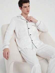 New Men's Fashion Casual Pajama Set, Winter Clothes - White - View 10