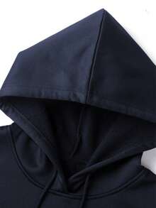 Bộ áo hoodie thu/đông nam | Họa tiết chữ thập | Trang phục thể thao thường ngày thiết yếu - Màu xanh hải quân - Xem 11